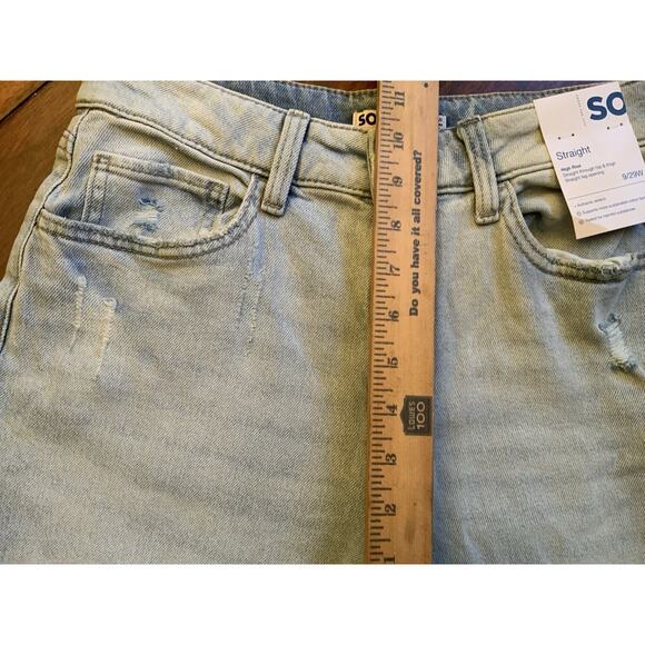 So Jeans Women's Juniors Size 9 High Rise Straight Distressed Blue 90s Y2K NWT - Picture 5 of 6